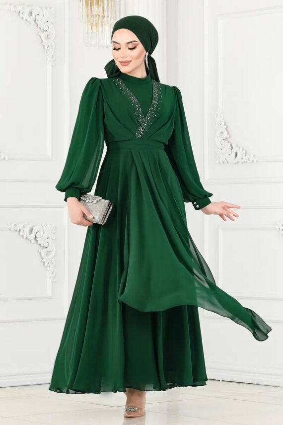 فستان 3820 زيتي